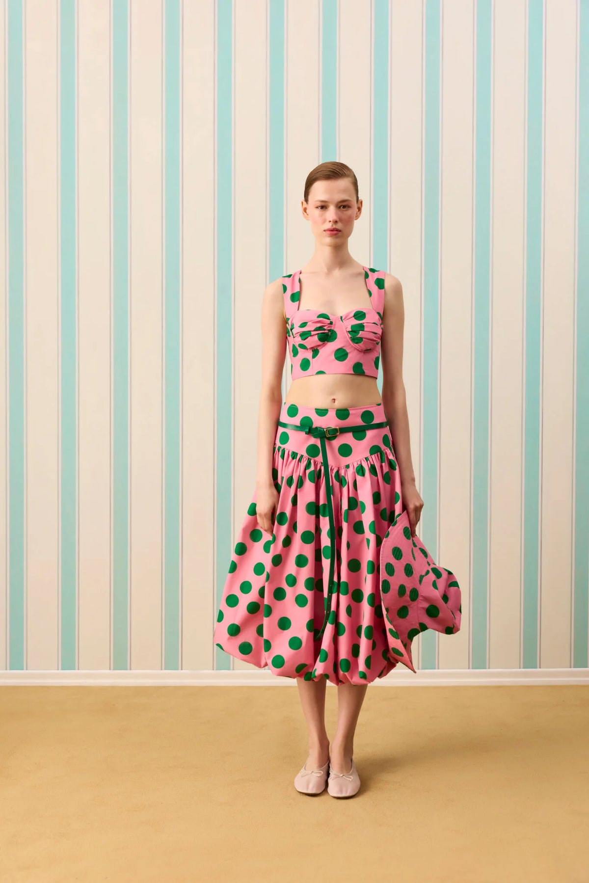 CANDY DOT DRAPE DETAYLI CROP TOP