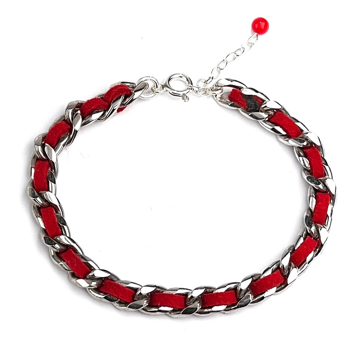 Chaileather Red – Zincir & Deri Bileklik