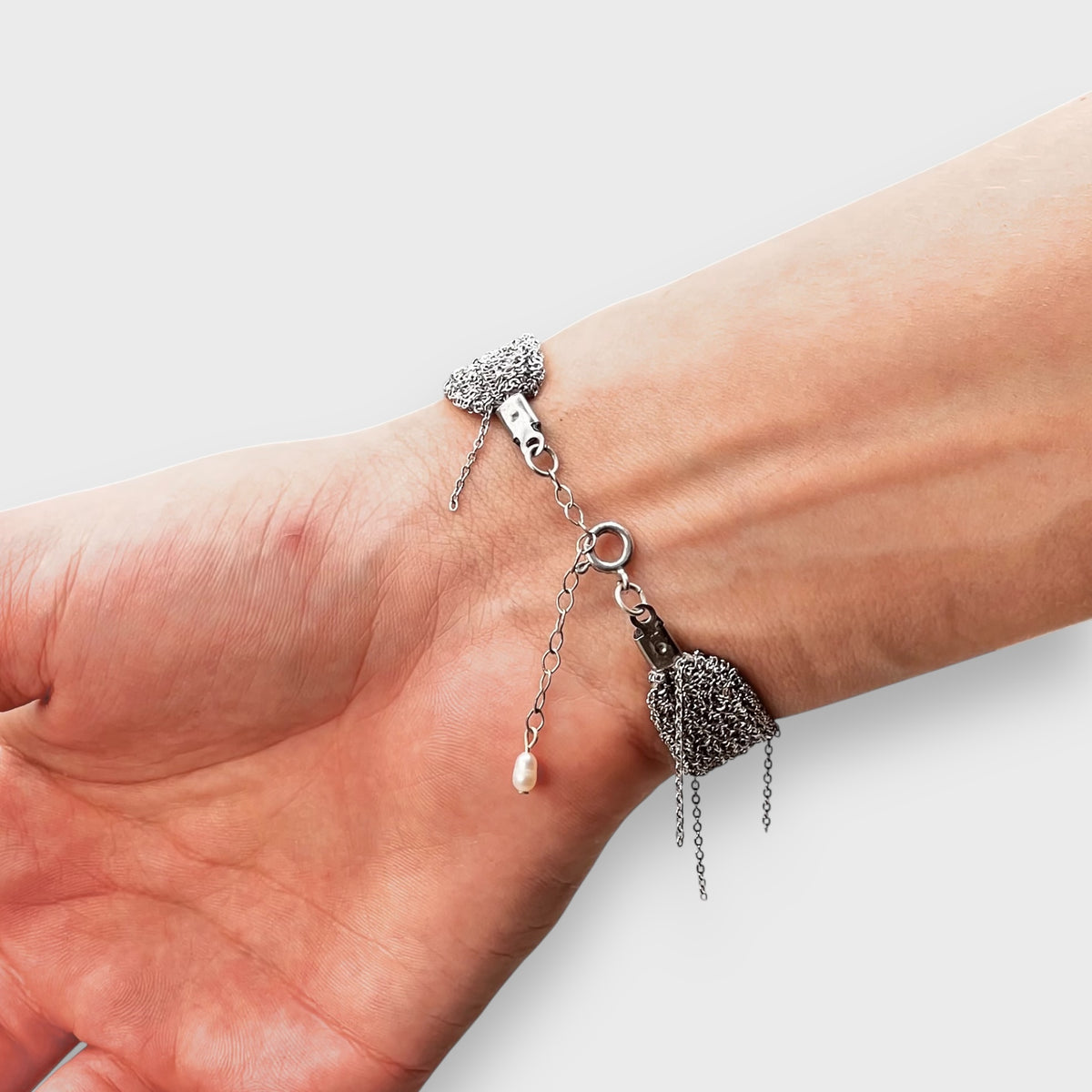 Woven Silver Dokuma Bileklik – L