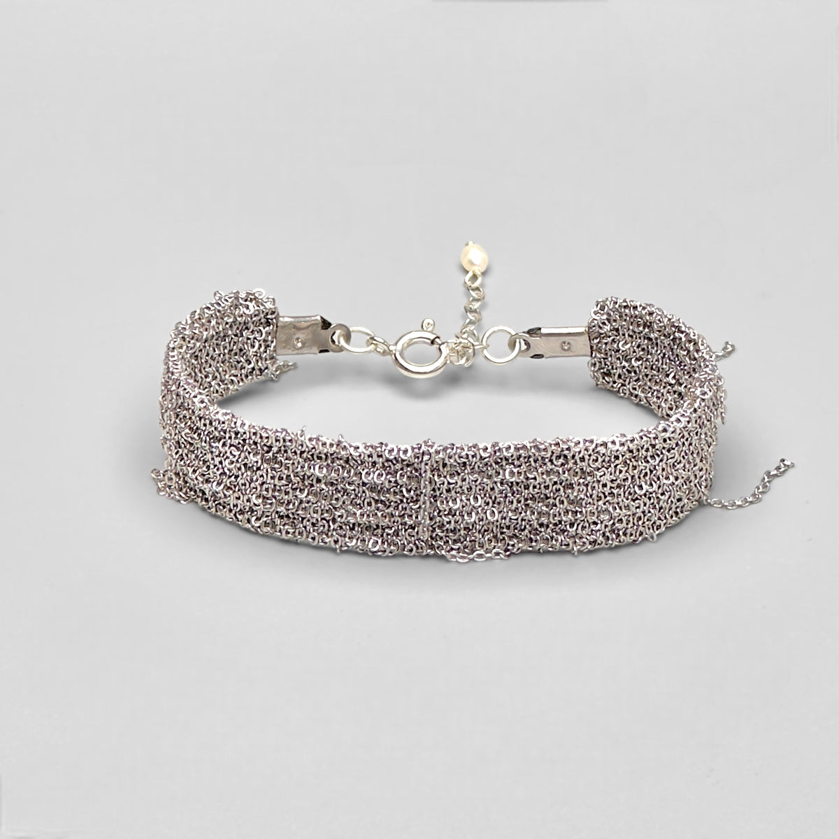 Woven Silver Dokuma Bileklik – L