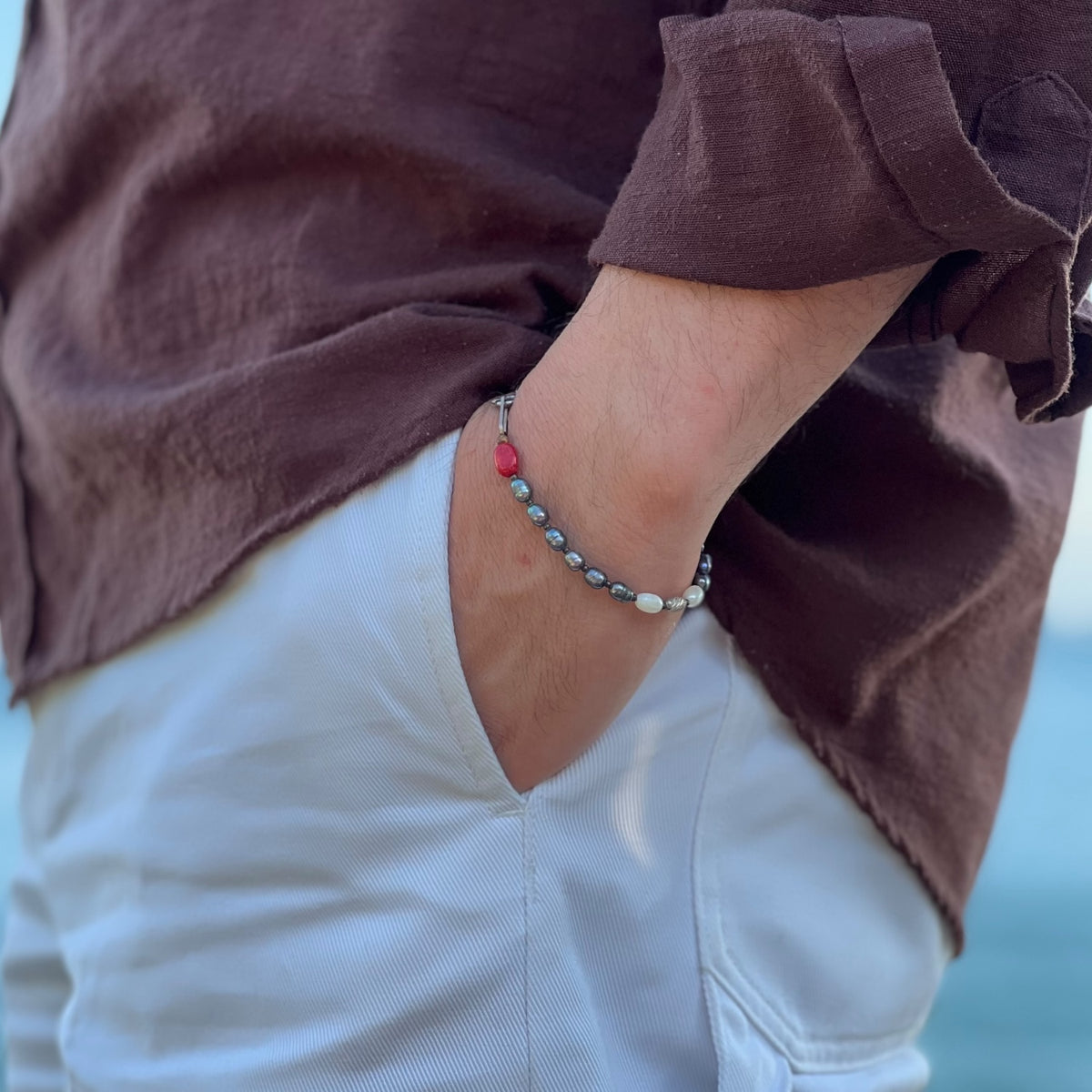 Royal Black – Unisex İnci Bileklik
