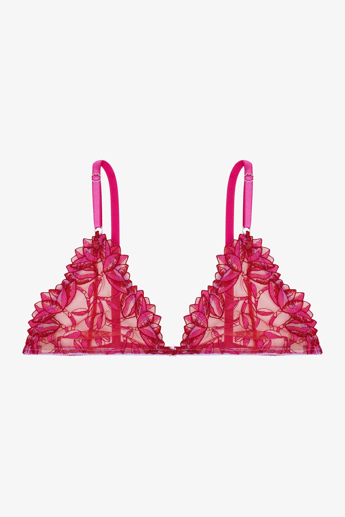 FLAMMÉE - RED FLOWER PRİNT LACE BRALETTE
