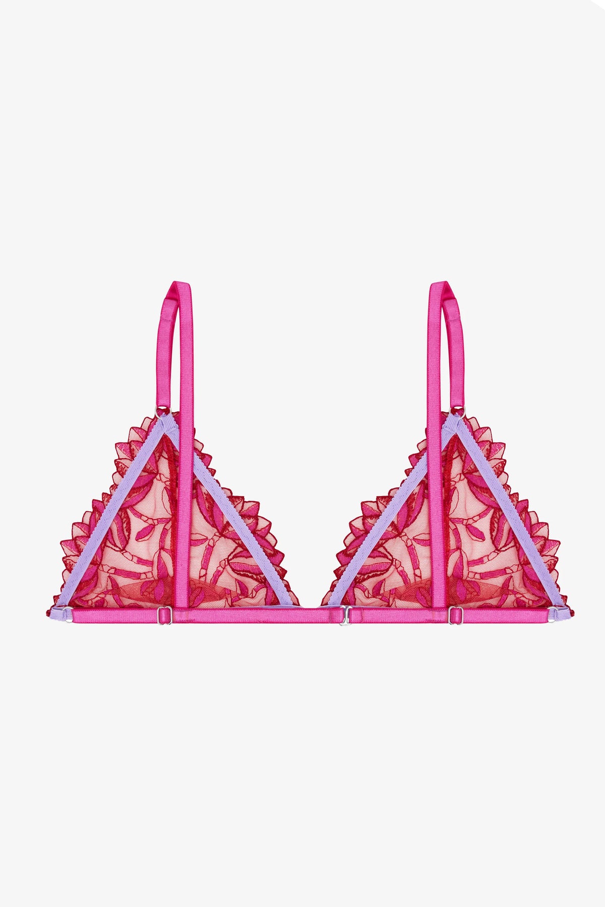 FLAMMÉE - RED FLOWER PRİNT LACE BRALETTE