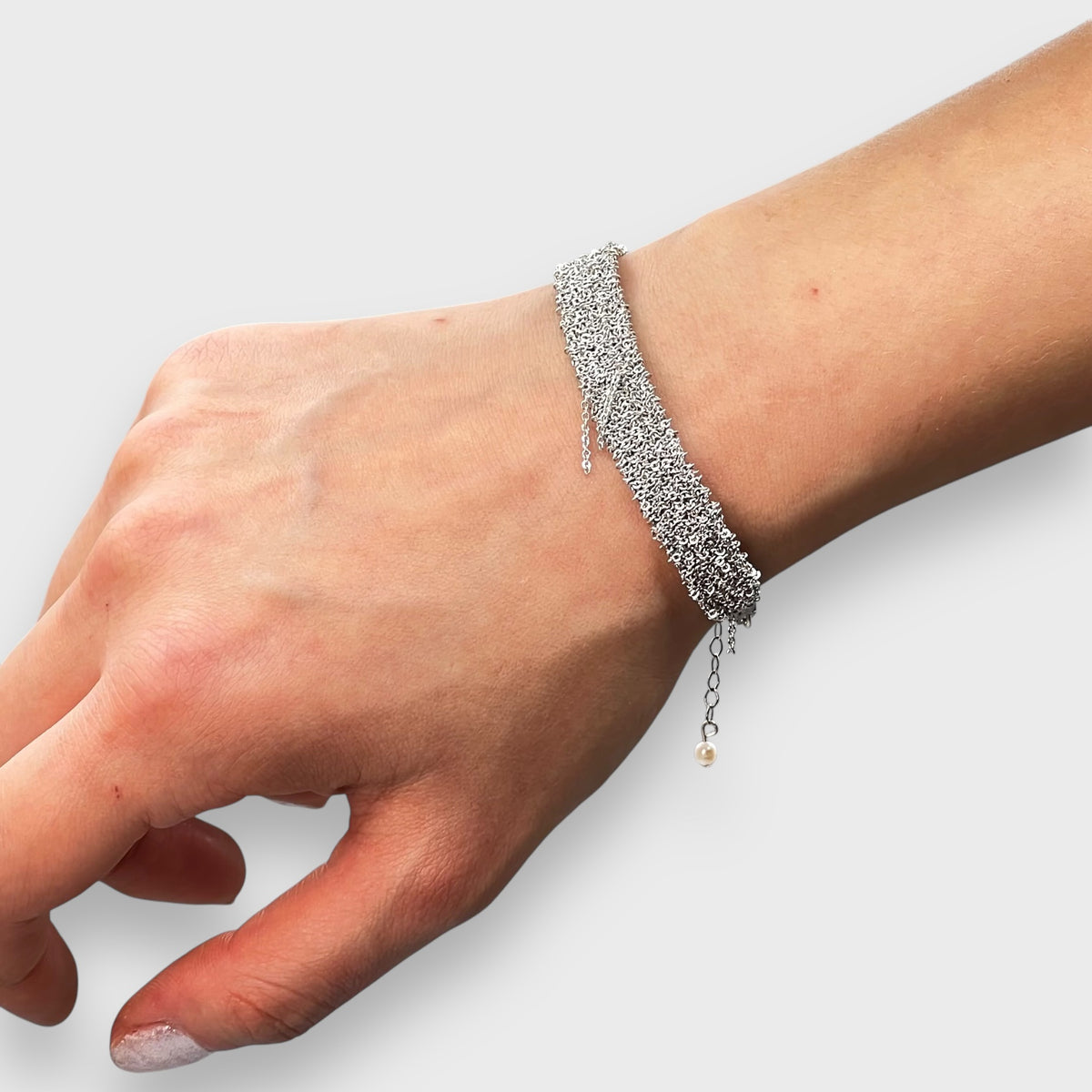 Woven Silver Dokuma Bileklik – M