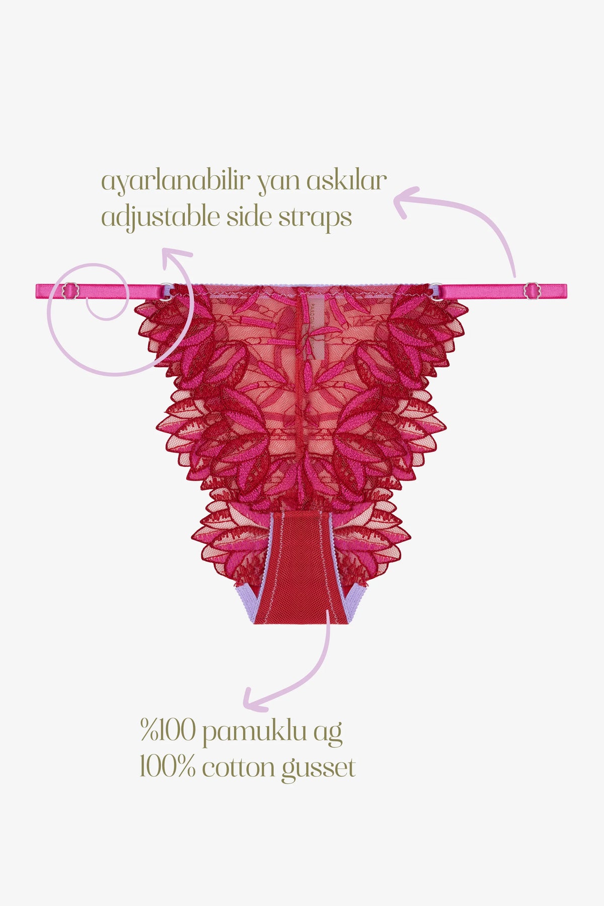 FLAMMÉE - RED PİNK FLORAL PRİNT BRAZİLİAN