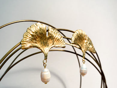 Gingko Biloba Pearl Earring