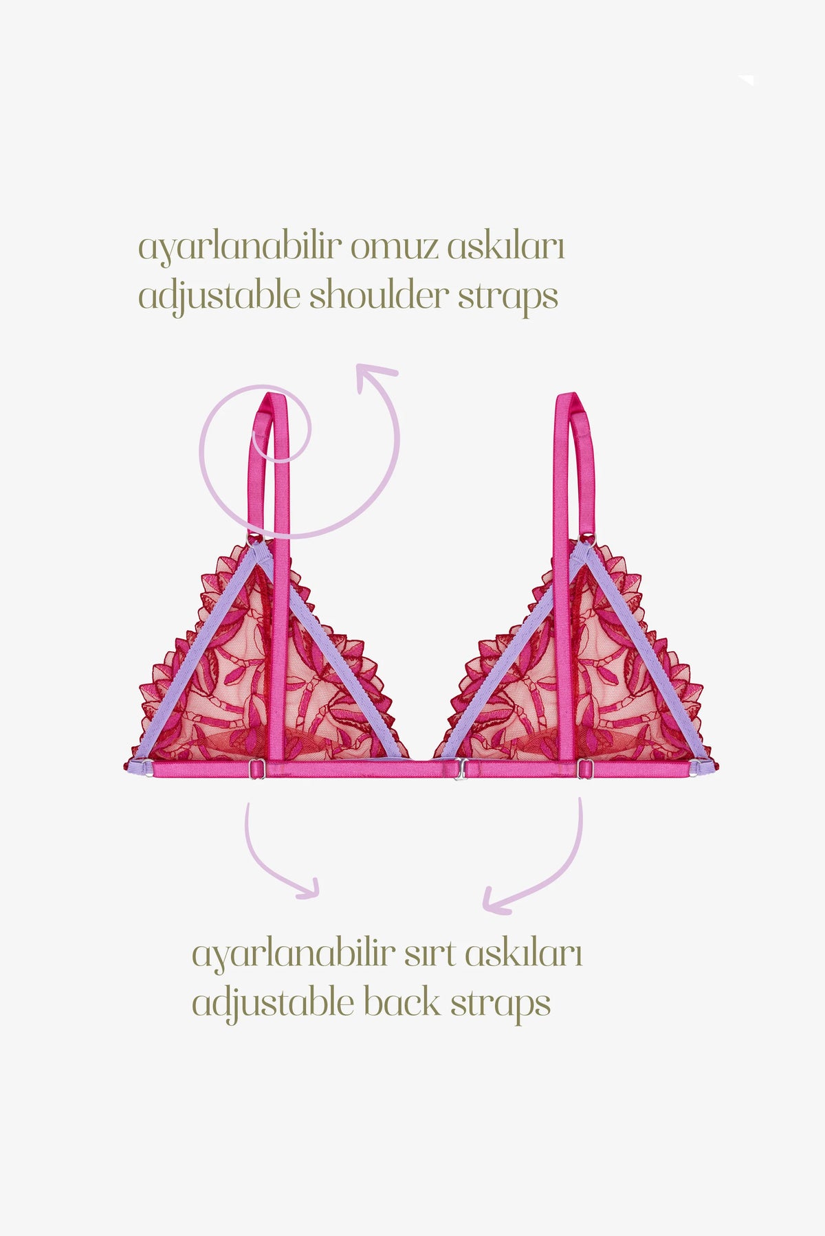 FLAMMÉE - RED FLOWER PRİNT LACE BRALETTE