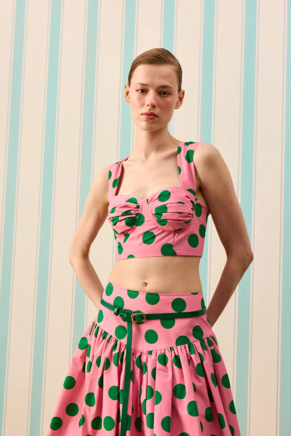 CANDY DOT DRAPE DETAYLI CROP TOP