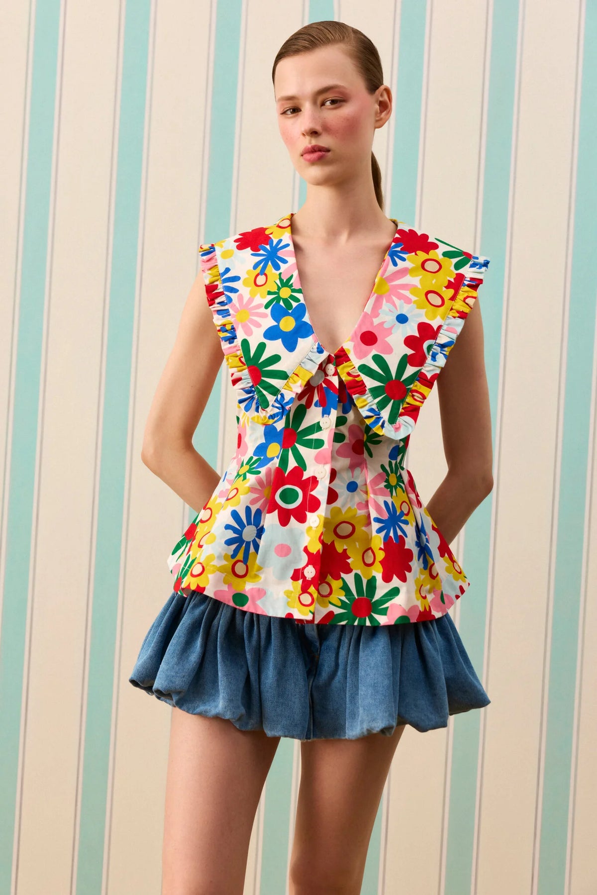 COLOR POP PEPLUM GÖMLEK