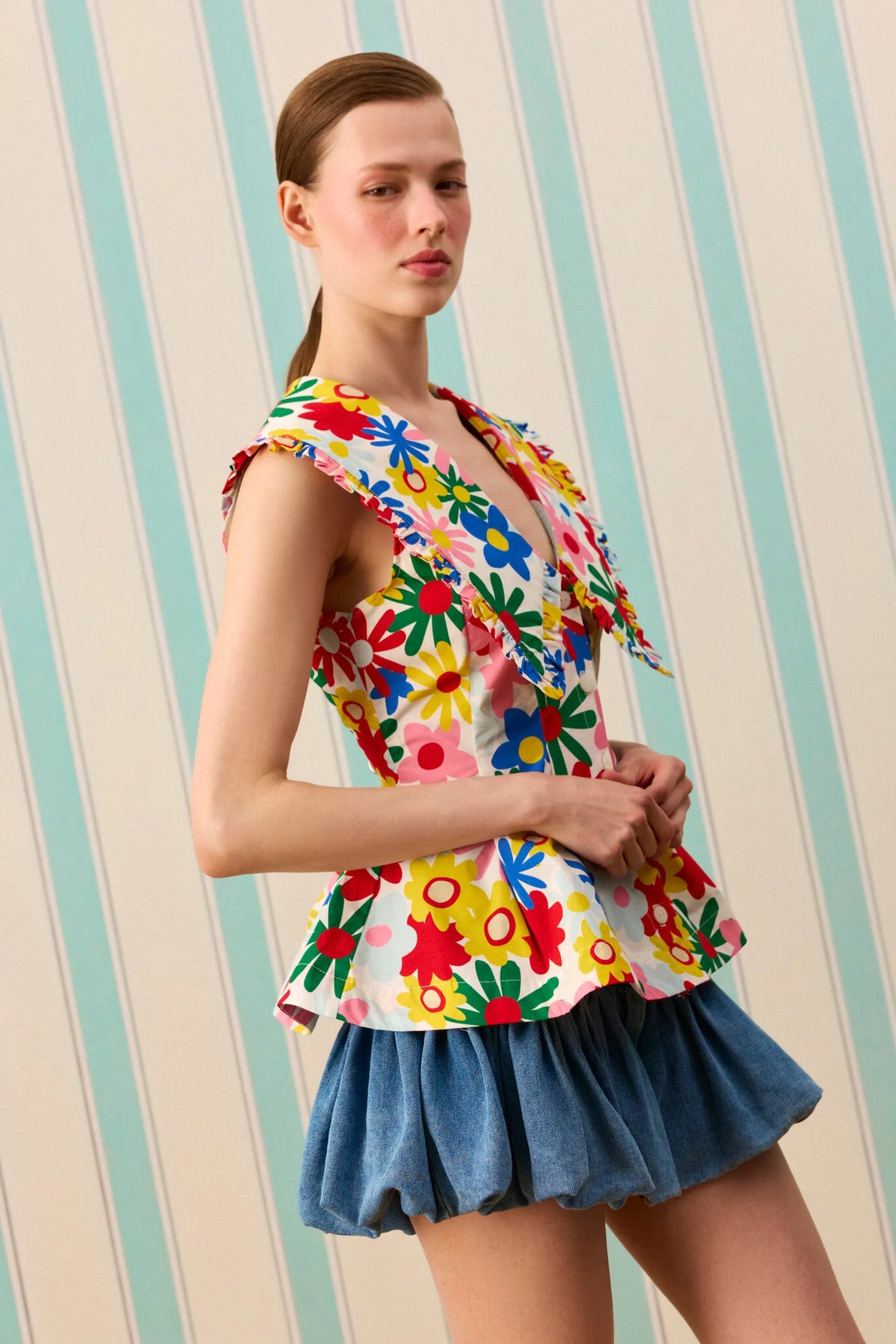 COLOR POP PEPLUM GÖMLEK