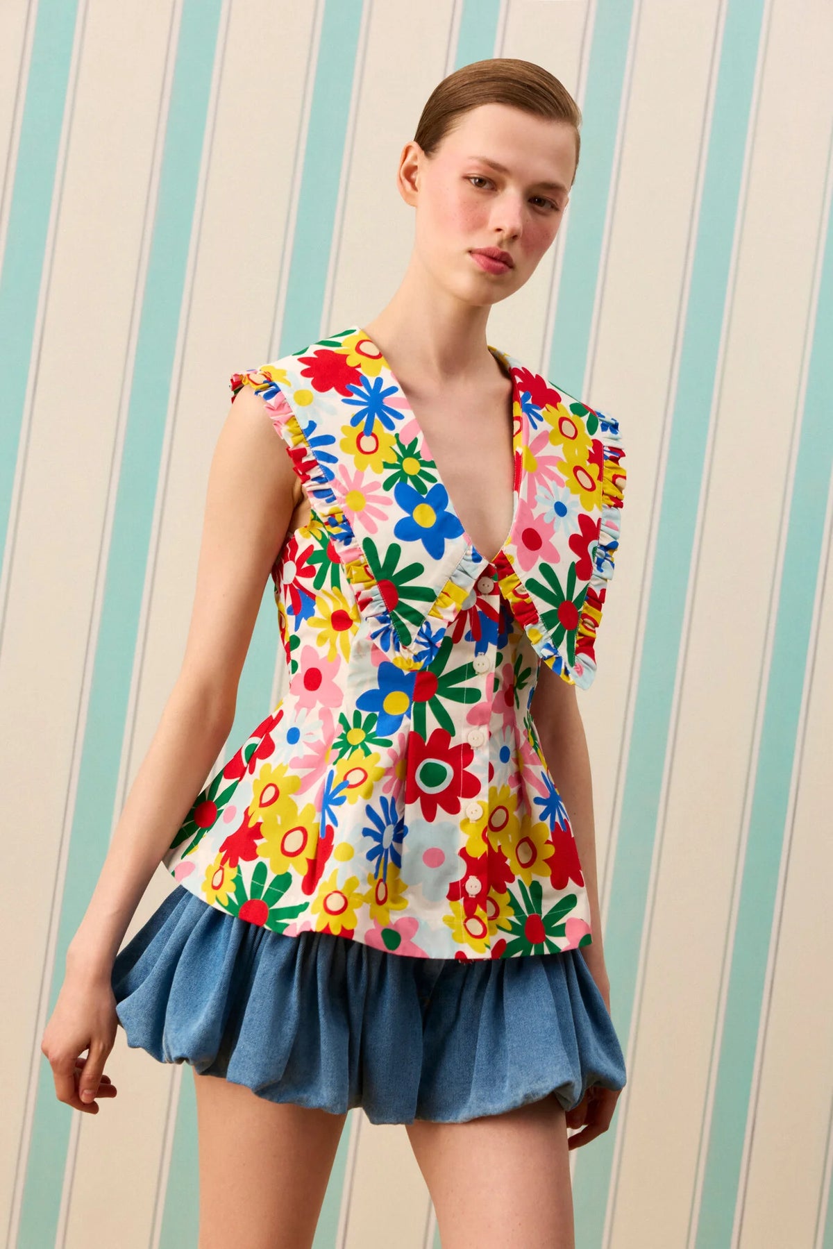 COLOR POP PEPLUM GÖMLEK