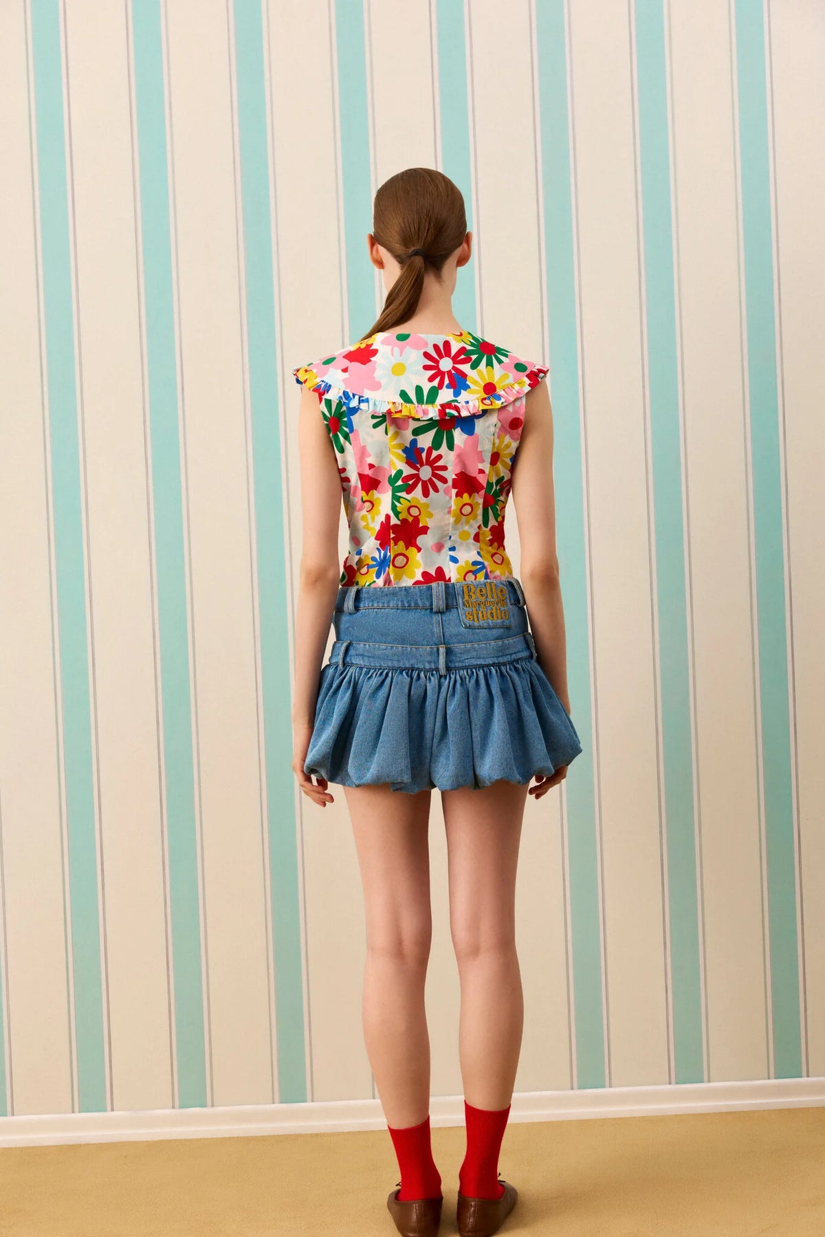 ROSETTE SILK TOUCH DENİM ETEK