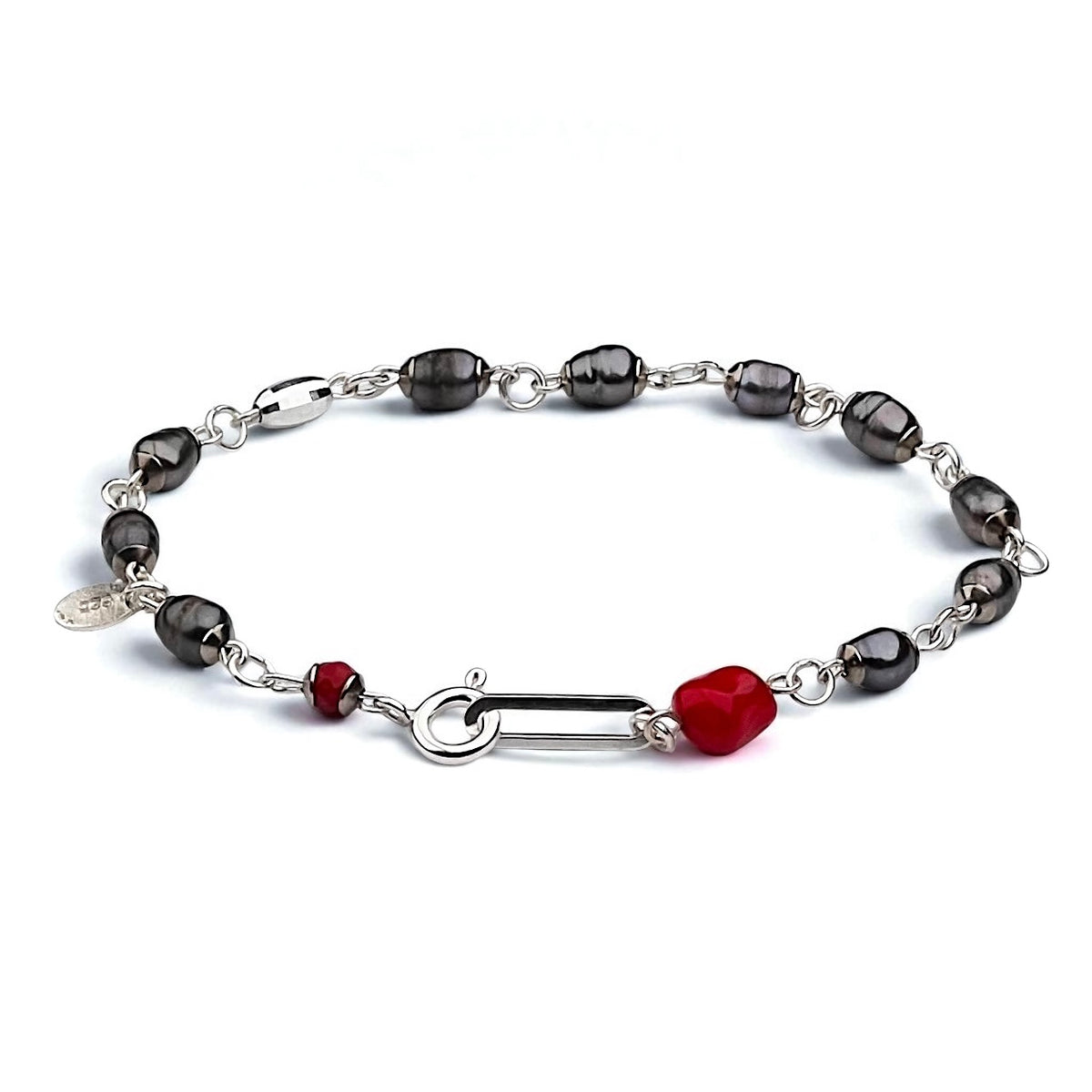 Pearl & Coral & Silver – Unisex Bileklik