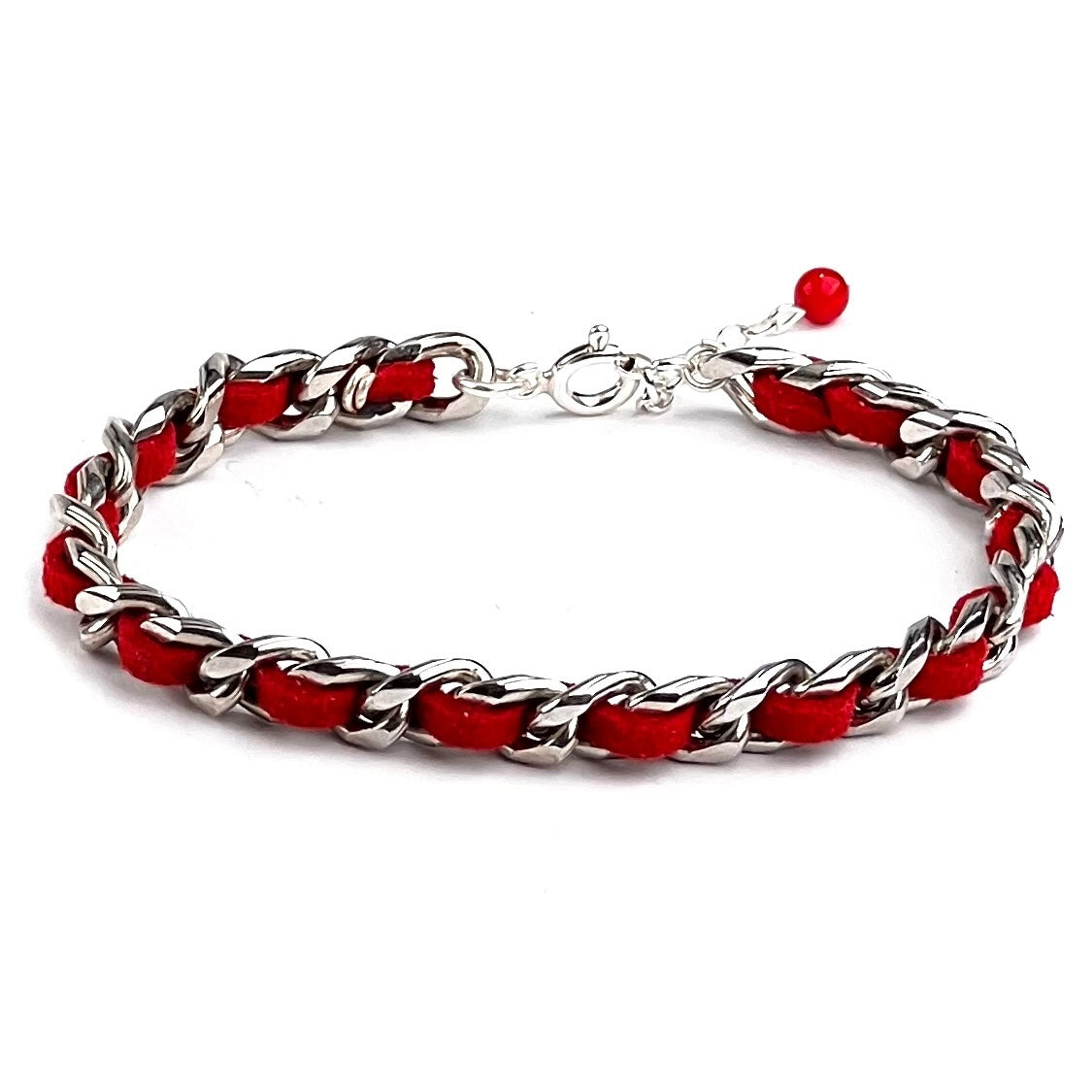 Chaileather Red – Zincir & Deri Bileklik