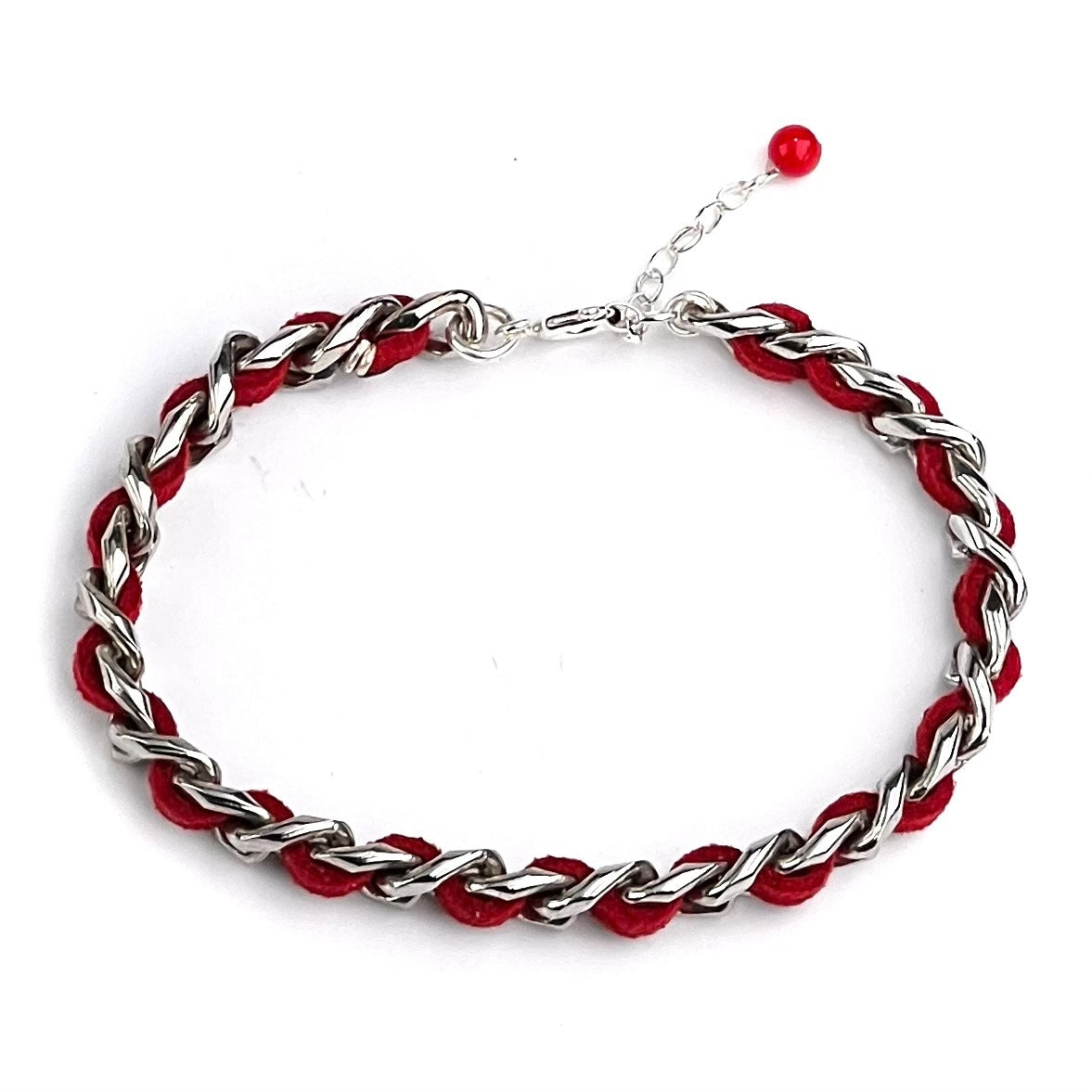 Chaileather Red – Zincir & Deri Bileklik