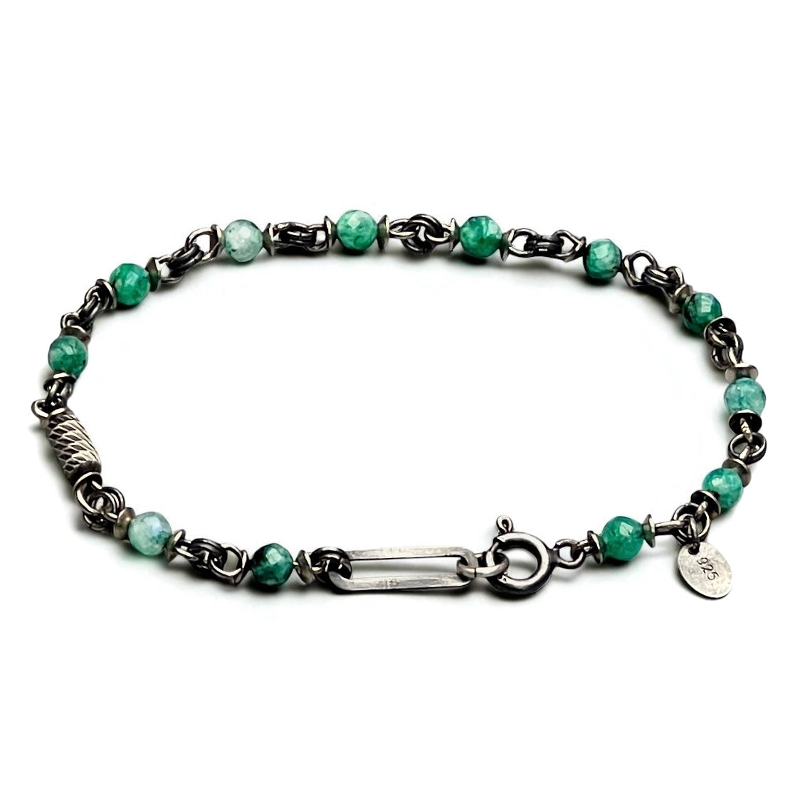 Quavo Dark Silver & Green – Unisex Bileklik