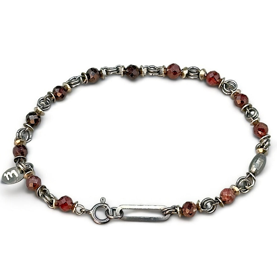Quavo Oxide Silver & Burgundy – Unisex Bileklik
