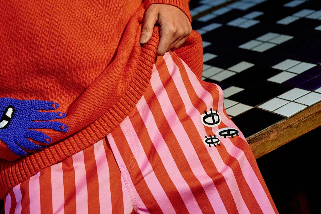 OUTSCAPE BALON PANTOLON - PEMBE KIRMIZI ÇİZGİLİ