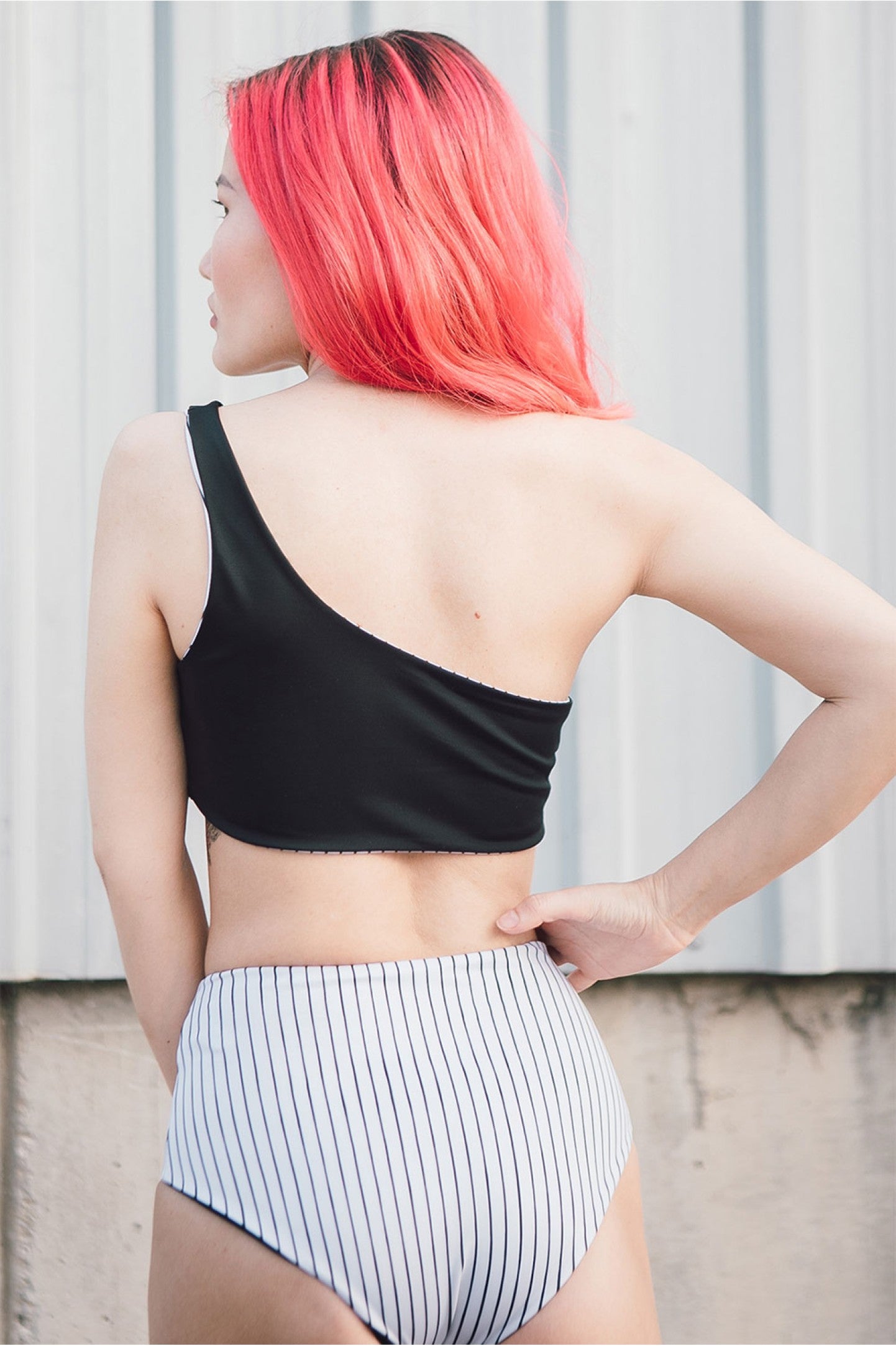 Asia One Shoulder ECONYL® Bikini Üstü Çift Taraflı