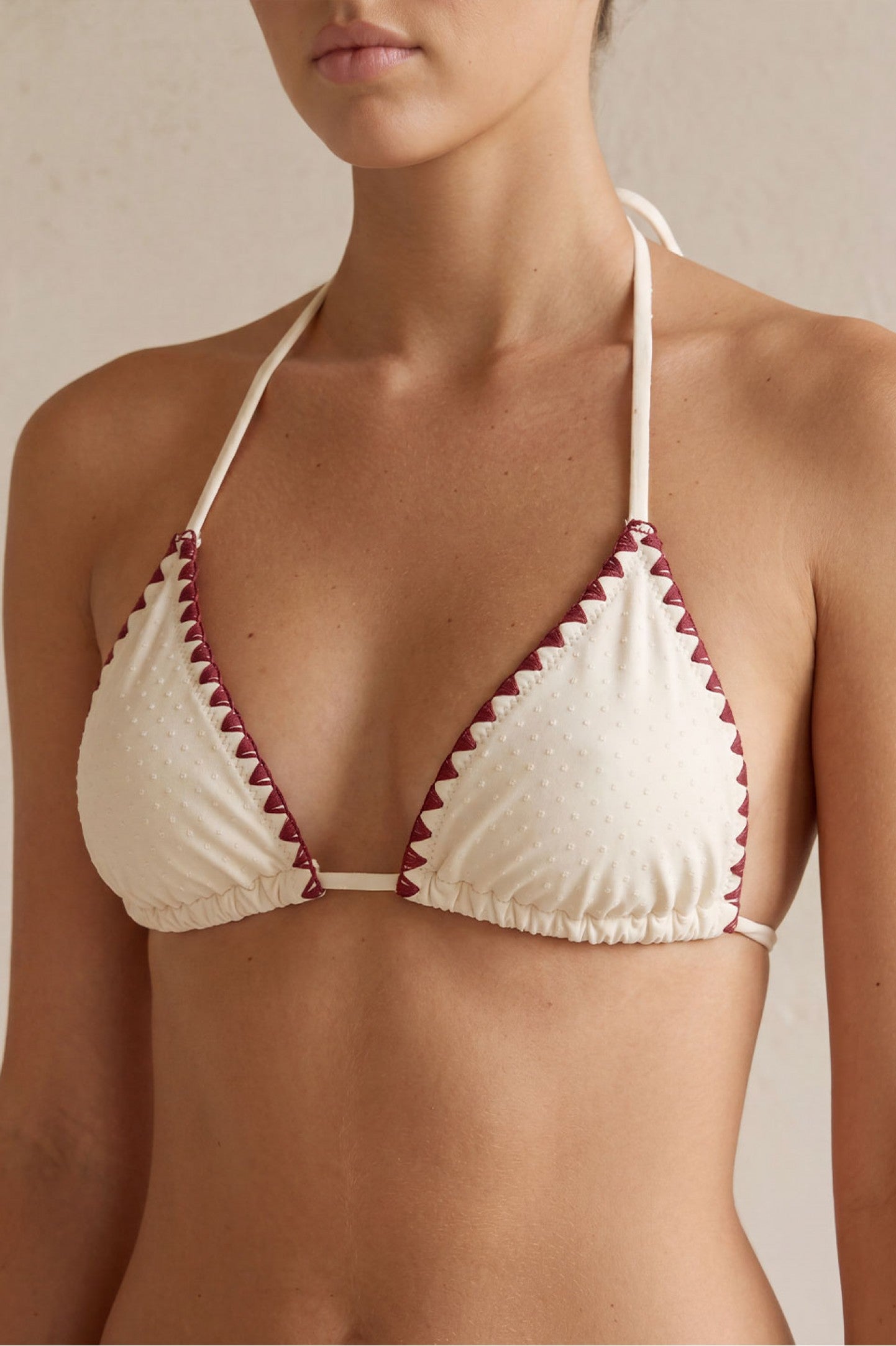 Nova Embroidered Triangle Burgundy Bikini