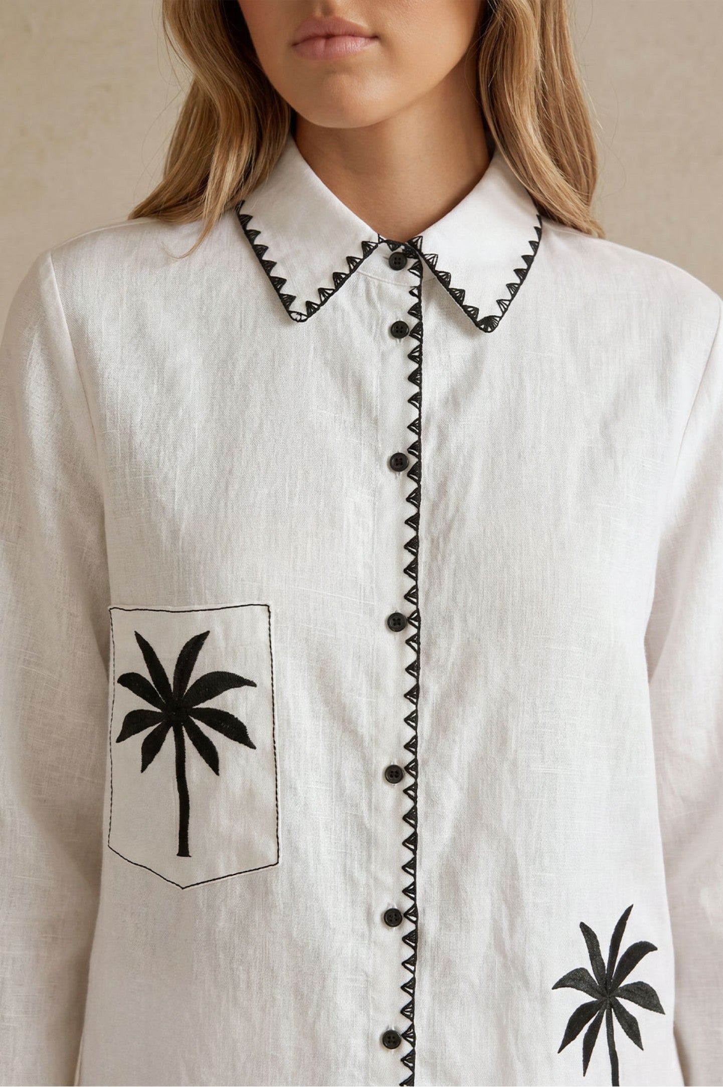 Stella Palm Embroidered Green Gömlek