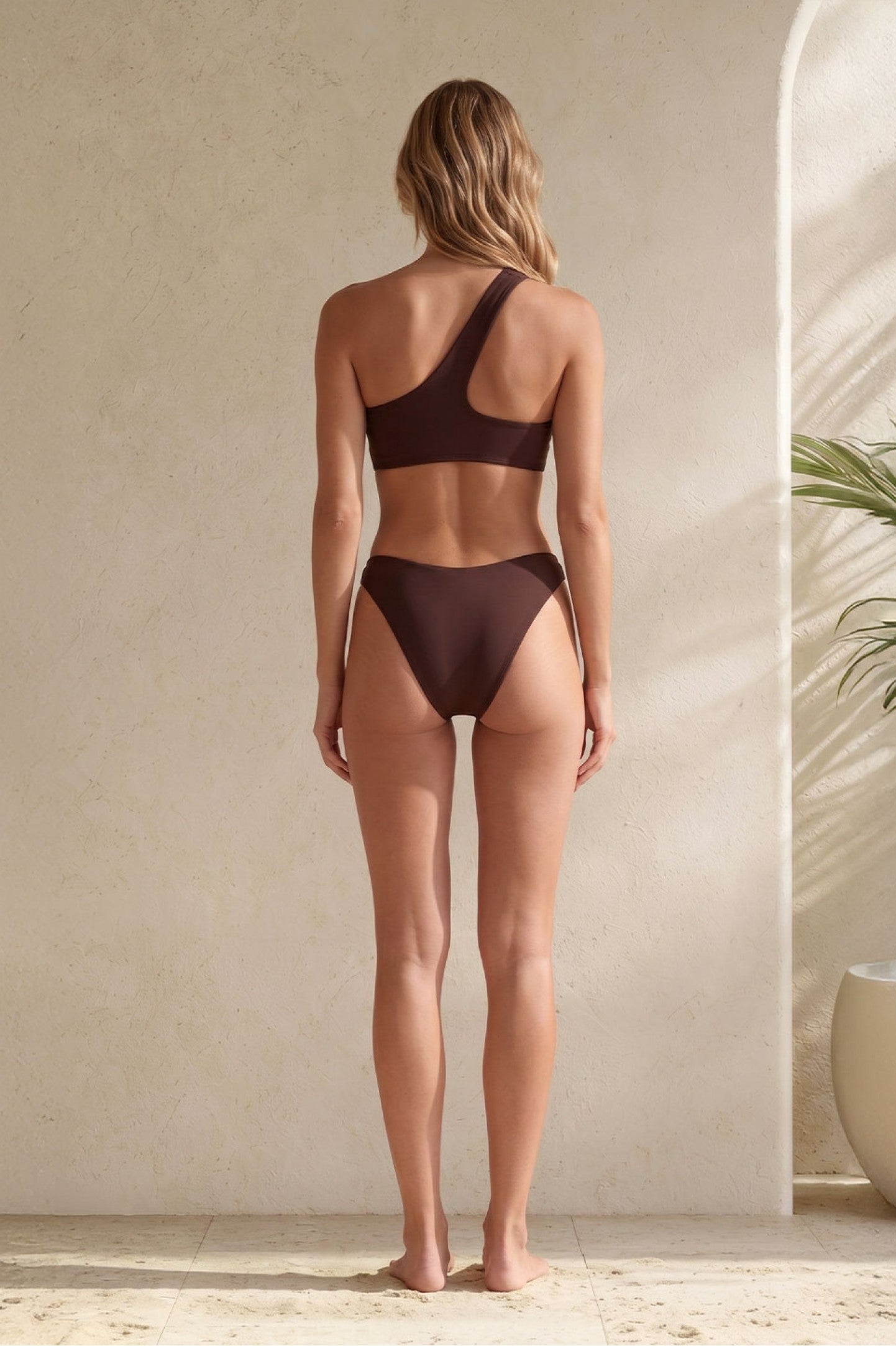 Terra One Shoulder Earth Bikini - Brown