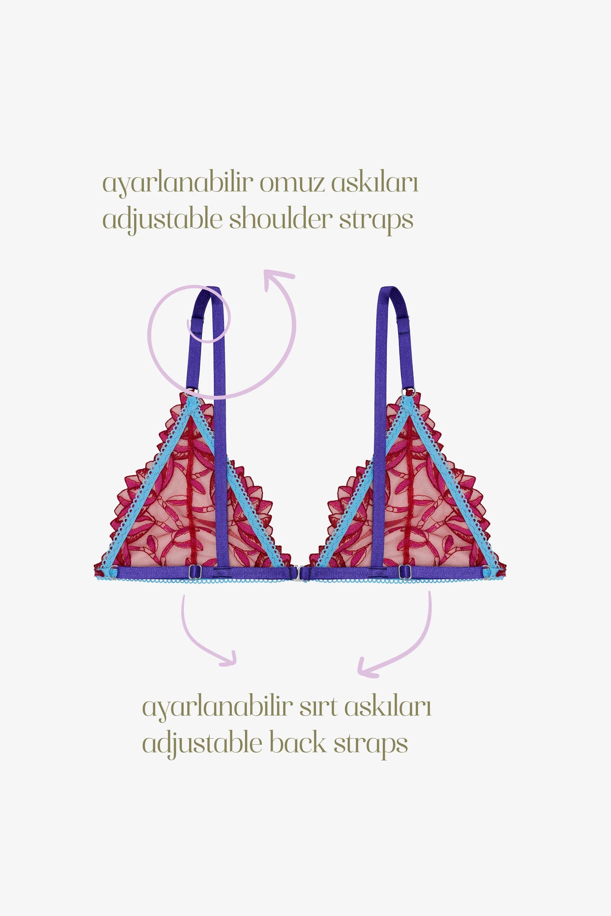 FÉLİNE - RED PURPLE FLORAL PRİNT BRALETTE